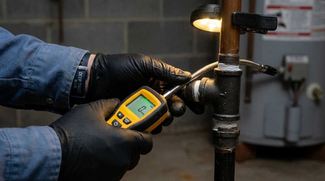 Gas leak detection with electronic sniffer by Johns Plumbing LLC in Pine Bush